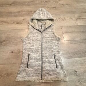 KUHL Alaska Hooded Sherpa Vest Gray Heathered Zip Front Pockets Small S